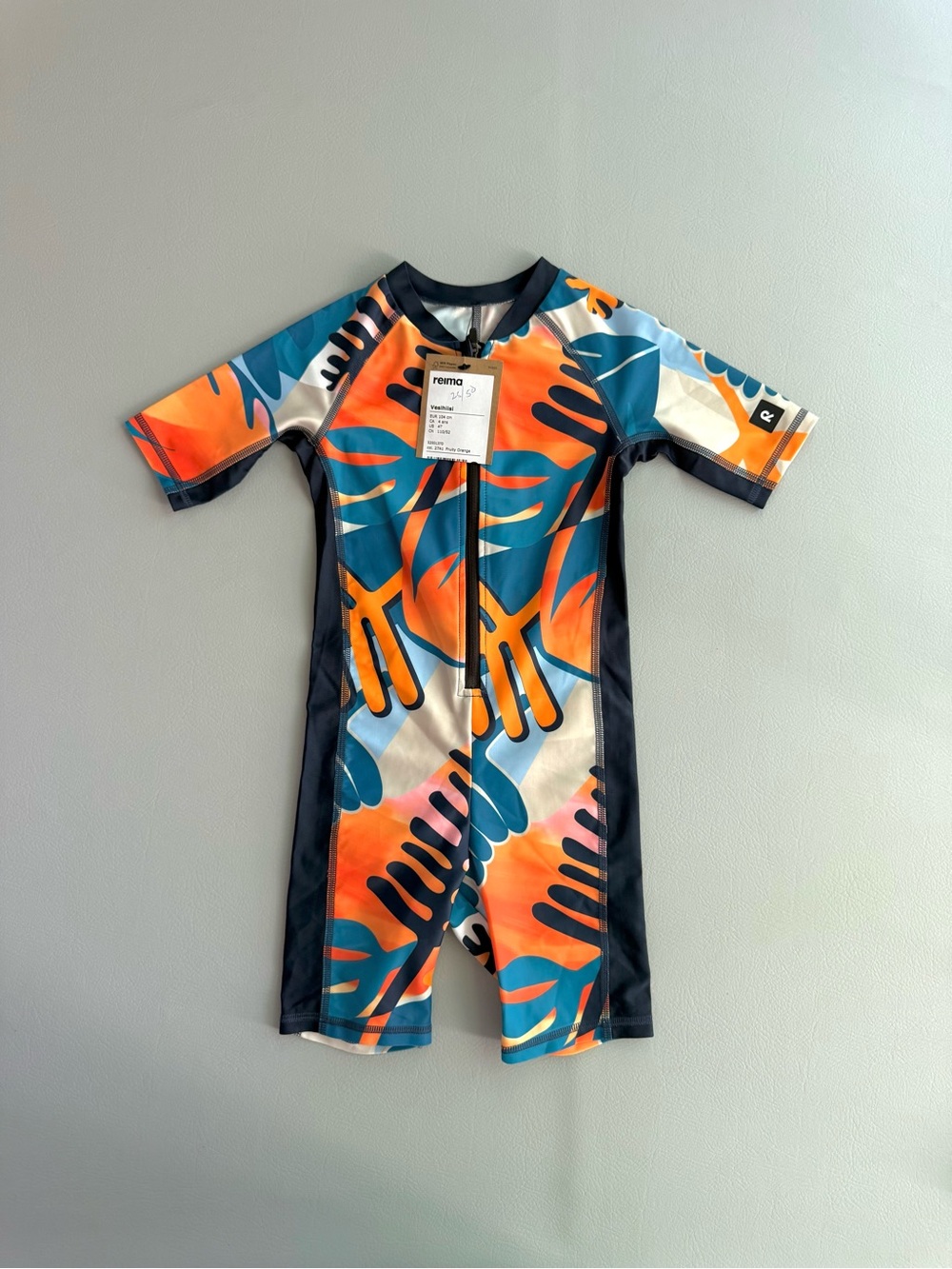 Reima 4T Rashguard Sunsuit Swimsuit Sandig Fruity Orange UPF 50+ - New tiny pull